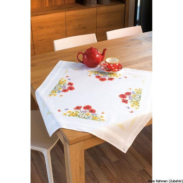 Tovaglia Vervaco "Fiori Di Primavera Selvatici"", Disegno Di Ricamo Disegnato"-image