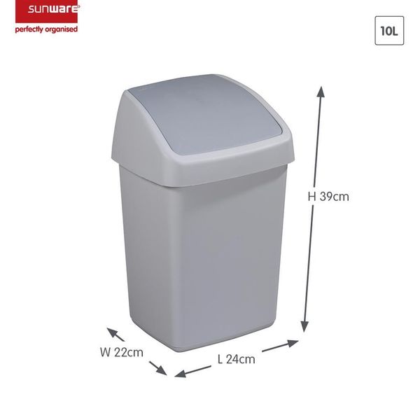 Portarifiuti Delta Con Coperchio Basculante One Size 10 Litri Grigio (12133051)-image