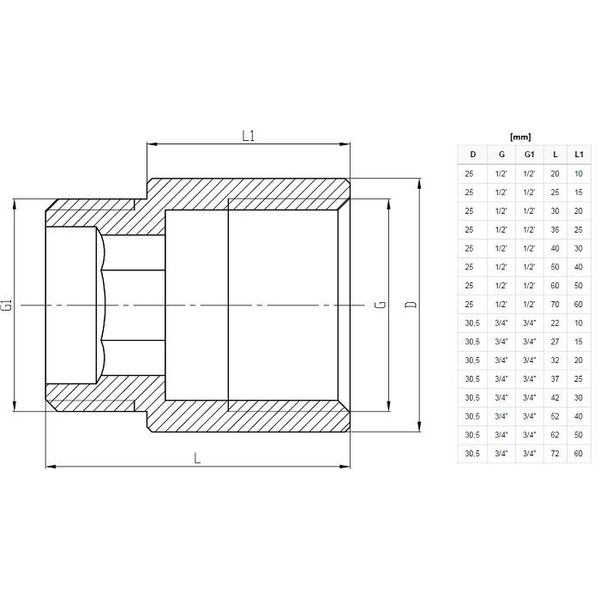 Messing-VerläNgerungsgewinde Wz 1/2''X25Mm'' - H/Zm-11-225-image