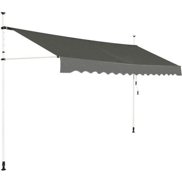 Costway Ombrellone Costway - Estensibile - Impermeabile - Larghezza 395 Cm - Grigio-image
