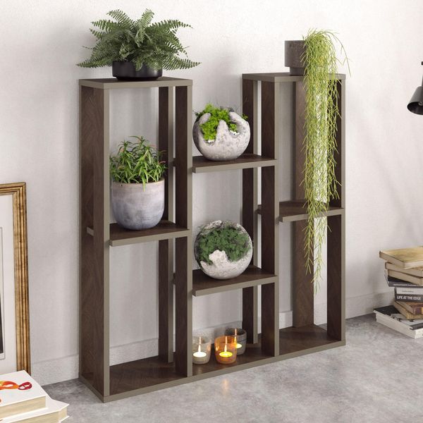 Skye Decor, Nevada - Walnut, Scaffale Multiuso, Noce, 100 % Melamin Coated Slipboard, 89,6 X 21,9 X 93,2 Cm-image
