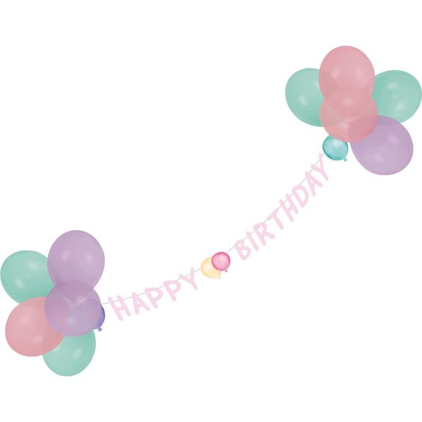 Ghirlanda Di Palloncini Happy Birthday Rosa 1,5 M - Taglia Unica-image
