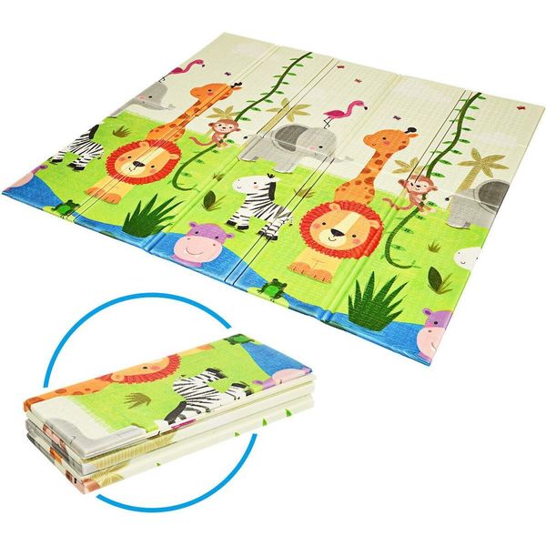 Costway Tappeto Gioco Per Bambini Pieghevole Bifacciale 200 X 180 Cm Verde-image