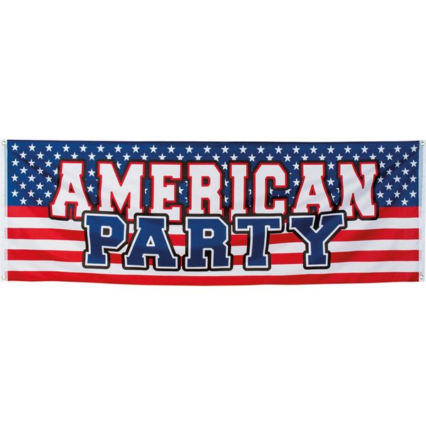 Striscione Usa Decorazione Per Feste Blu-Bianco-Rosso 220 X 74 Cm - Taglia Unica-image