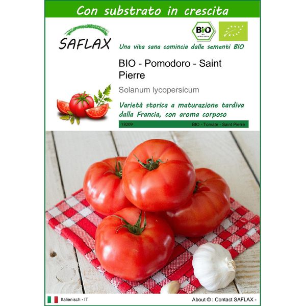 Saflax - Bio - Pomodoro - Saint Pierre - 15 Semi - Con Substrato - Solanum-image