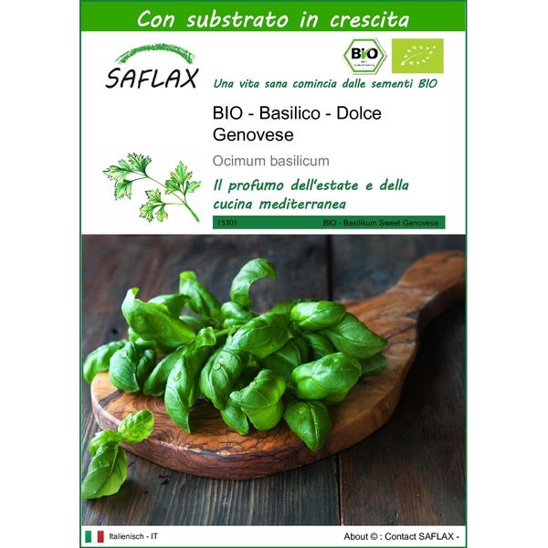 Saflax -- Basilico - Dolce Genovese - 800 Semi - Con Substrato - Ocimum-image