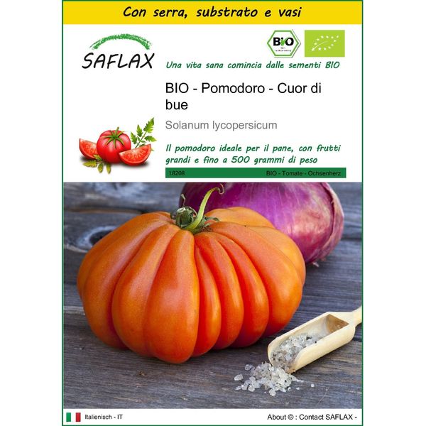 Saflax Insieme Di Coltivazione -- Pomodoro - Cuor Di Bue - 10 Semi - Solanum-image