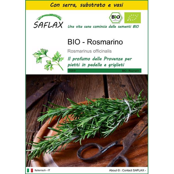 Saflax Insieme Di Coltivazione -- Rosmarino - 40 Semi - Rosmarinus-image