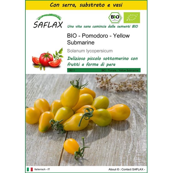Saflax Insieme Di Coltivazione -- Pomodoro - Yellow Submarine - 10 Semi - Solanum-image