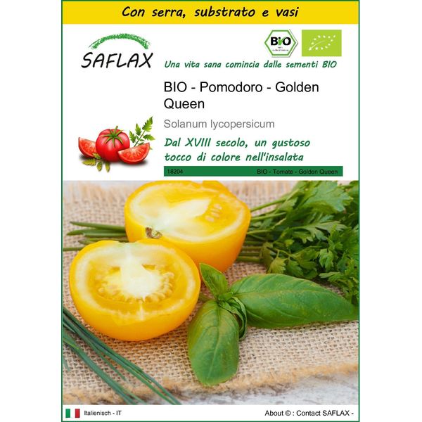 Saflax Insieme Di Coltivazione -- Pomodoro - Golden Queen - 15 Semi - Solanum-image