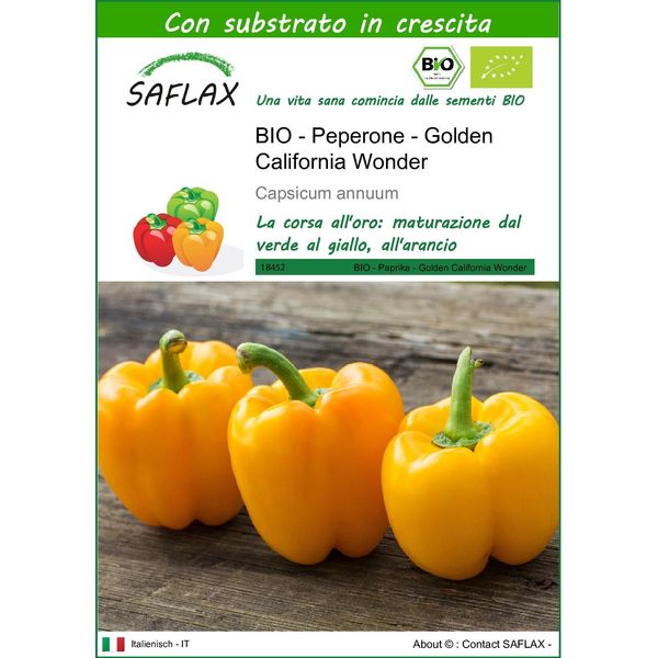 Saflax -- Peperone - Golden California Wonder - 20 Semi - Con Substrato - Capsicum-image