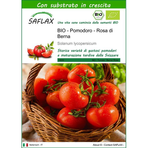 Saflax - Bio - Pomodoro - Rosa Di Berna - 10 Semi - Con Substrato - Solanum-image