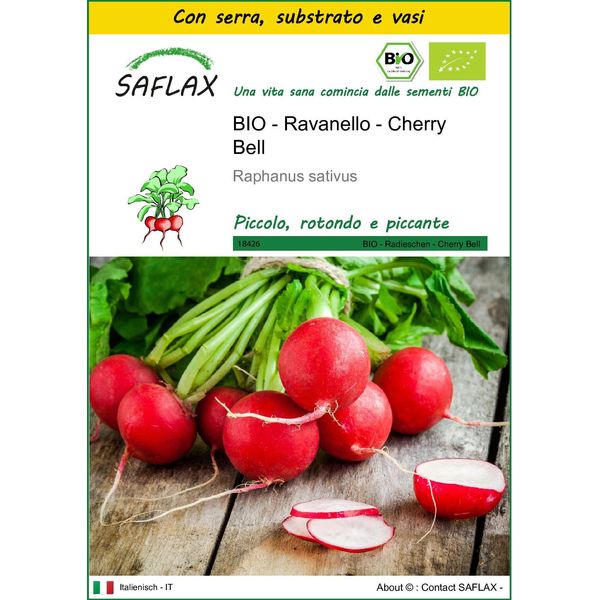 Saflax Insieme Di Coltivazione -- Ravanello - Cherry Bell - 100 Semi - Raphanus-image