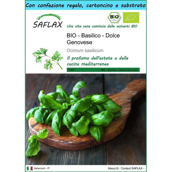 Saflax Set Regalo -- Basilico - Dolce Genovese - 800 Semi - Ocimum-image