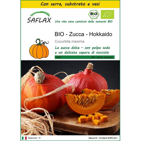 Saflax Insieme Di Coltivazione -- Zucca - Hokkaido - 5 Semi - Cucurbita-image