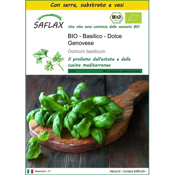 Saflax Insieme Di Coltivazione -- Basilico - Dolce Genovese - 800 Semi - Ocimum-image