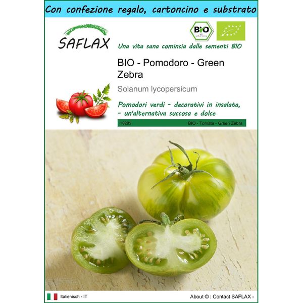 Saflax Set Regalo -- Pomodoro - Green Zebra - 10 Semi - Solanum-image