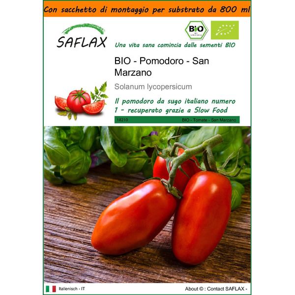 Saflax Garden In The Bag - Bio - Pomodoro - San Marzano - 15 Semi - Solanum-image
