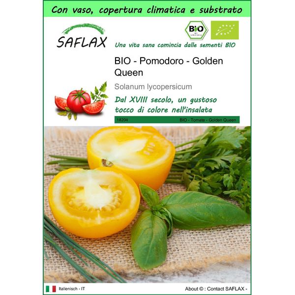 Saflax Garden To Go - Bio - Pomodoro - Golden Queen - 15 Semi - Solanum-image