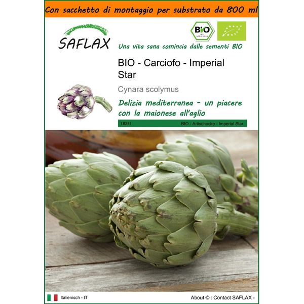 Saflax Garden In The Bag - Bio - Carciofo - Imperial Star - 5 Semi - Cynara-image