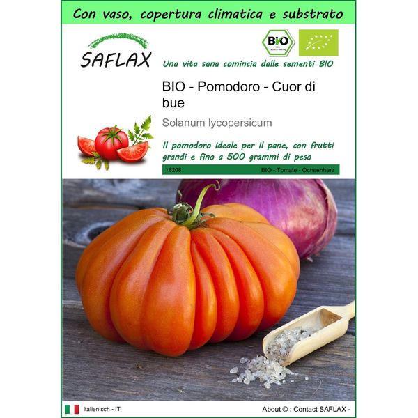 Saflax Garden To Go - Bio - Pomodoro - Cuor Di Bue - 10 Semi - Solanum-image