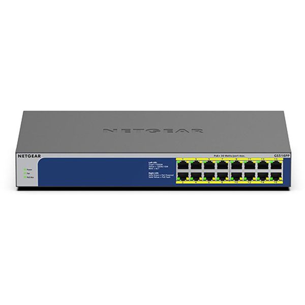 Netgear GS516PP-100EUS Switch Netgear 16X Gb GS516PP-100EUS Unmanaged Poe Highpower-image