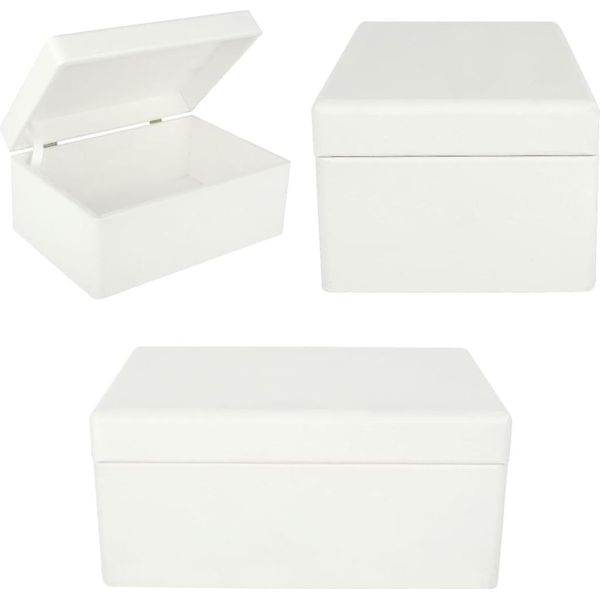 Creative Deco Grande Bianca Scatola In Legno Porta Oggetti | 30X20X14Cm Con Coperchio | Contenitore Per Decorare Cassetta Attrezzi Portagiochi-image