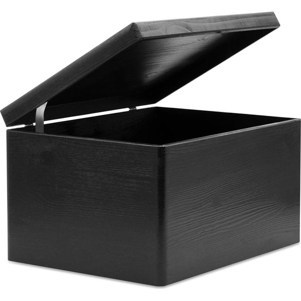 Creative Deco Xxl Grande Nera Scatola In Legno Porta Oggetti | 40X30X24Cm | Con Coperchio | Contenitore Per Decorare Cassetta Attrezzi Portagiochi-image