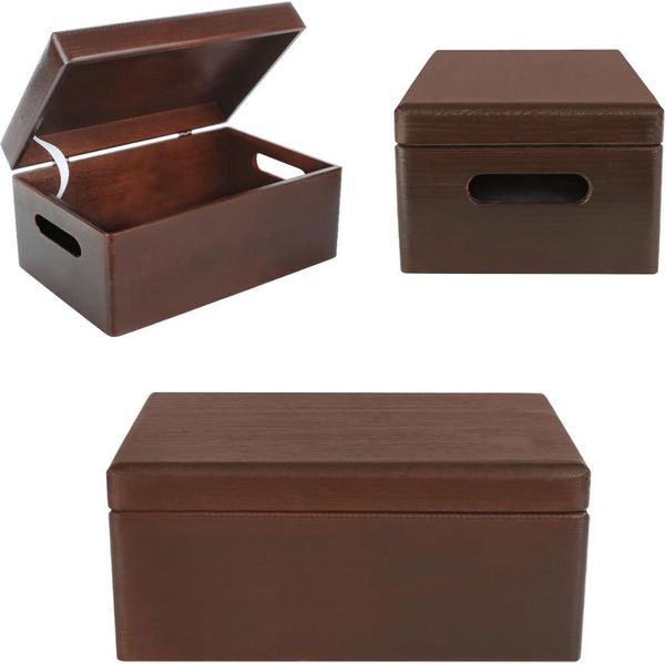 Creative Deco Grande Marrone Scatola In Legno Porta Oggetti | 30X20X14Cm Con Coperchio E Maniglie | Contenitore Cassetta Per Decorare, Portagiochi-image