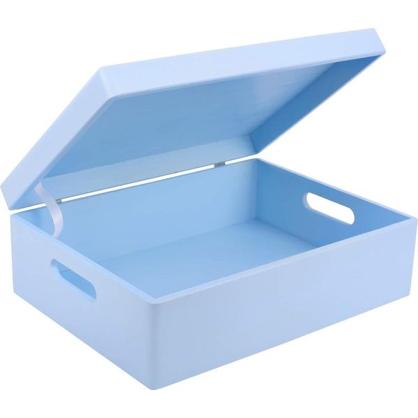 Creative Deco Xl Grande Scatola Legno Azzurra | 40X30X14Cm | Coperchio, Maniglie | Cassetta Portaoggetti Portagiochi Documenti | Perfetta Per Decorare-image