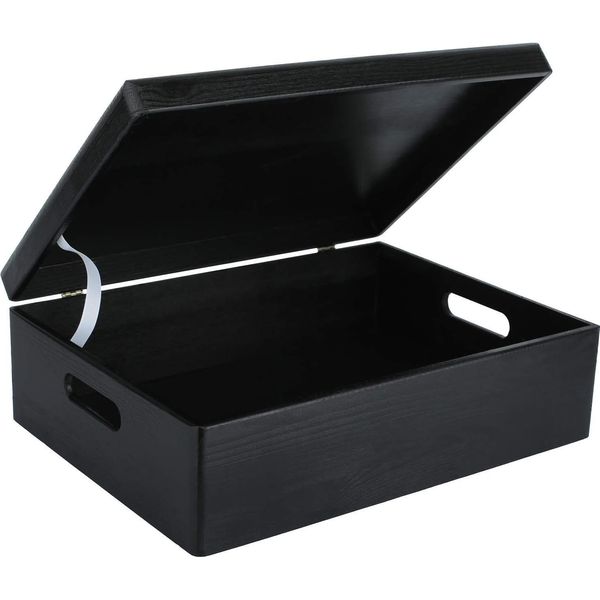 Creative Deco Xl Grande Nera Scatola In Legno | 40 X 30 X 14 Cm | Coperchio E Maniglie | Cassetta Conteniore Portaoggetti Portagiochi | Per Decorare-image