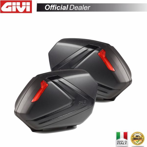 Coppia Valigie Laterali Monokey Side Givi V37NN Carbon Look Rosso 37L-image