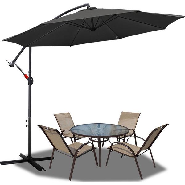 Fiqops 3,5 M Ombrellone Da Giardino Ombrellone Da Balcone Ombrellone UV40+ Ombrellone A Semaforo, Grigio-image