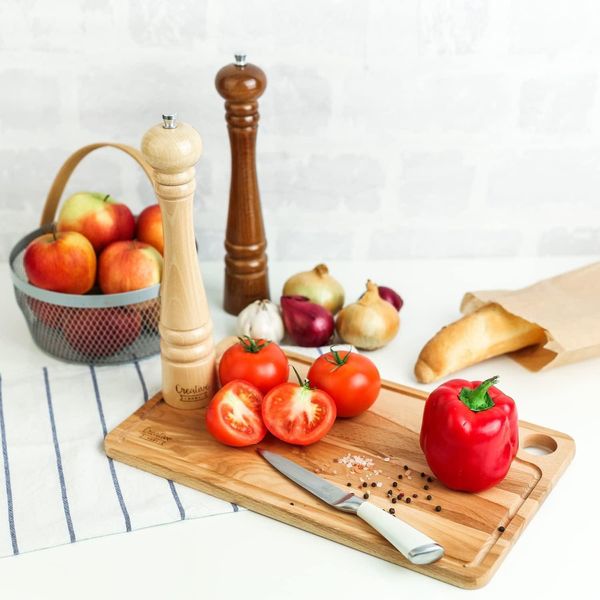 Creative Home Grande Macinae Pepe In Legno | Set Di 2 Macinini Manuali Con Mini Paletta Di Legno | 31.5 Cm Altezza | Legno Di Faggio Naturale-image