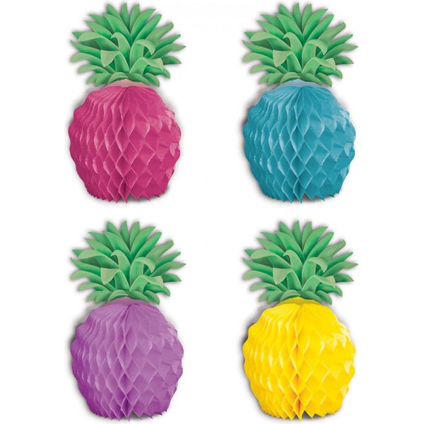 Decorazione Da Tavola Ananas Di Carta 8 Pezzi Colorati 12 Cm - Misura Unica-image