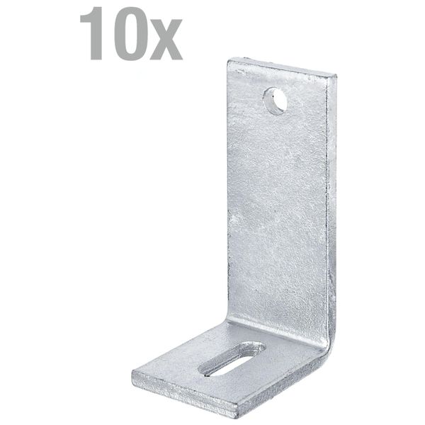 Alberts 848378 Staffa Regolabile, Con Foro Asolato, Per Fissaggio Su Calcestruzzo, Zincata A Caldo, 80 X 150 X 60 Mm, Set Da 10-image