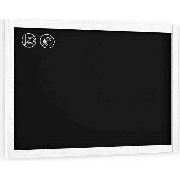 Lavagna Nera Da Gesso Con Cornice Bianco In Legno 90X60Cm, Scrivibile Con Gessetti E Pennarelli A Gesso, Per Bar, Ristoranti, Menu-image