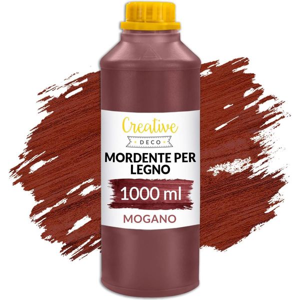 Creative Deco Mordente Per Legno A Base D'acqua | Colore Mogano | 1L | Non Tossico | Per Pannelli Legno, Cemento, Mattoni, Carta Da Parati-image