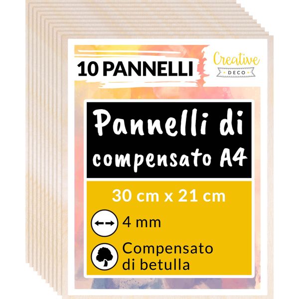 Creative Deco 10 X A4 Compensato Pannelli Legno Betulla 4Mm | Pannelli Compensato 300 X 210 X 4 Mm (+/- 0.5Mm) | Decorazione, Modellare, Pirografia-image