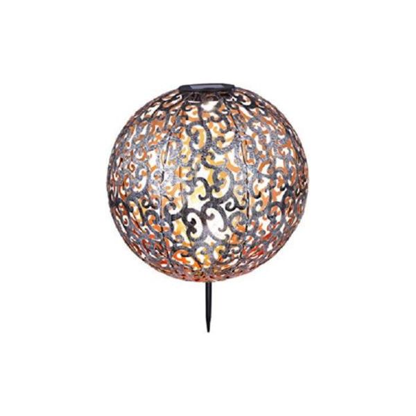 Kynast Garden Led Smd Bianco Caldo Globo Solare In Metallo Effetto Ruggine H 19 Cm-image