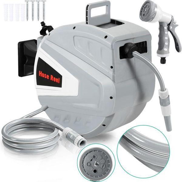 Yakimz Avvolgitubo Da Parete Avvolgitubo Con Supporto A Parete Da 3/4" Di Pollice 30M Con 9 Ugelli Per Tubo Da Giardino"-image