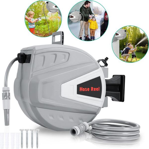 Yakimz Avvolgitubo Avvolgitubo Da Parete Con Supporto A Muro Da 3/4" Di Pollice 20 M Con 9 Ugelli Per Tubo Da Giardino"-image