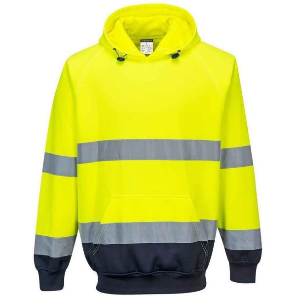 Portwest - Felpa Con Cappuccio Da Uomo Ad Alta Visibilità PC4395 (Xl) (Giallo/Marino)-image