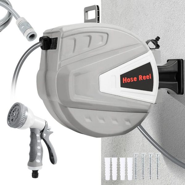 Jiubiaz Avvolgitubo Acqua Parete Tubo Scatola Avvolgitubo Con 3/4 "Pollici Staffa A Muro 20M Con 9 Modelli Di Ugelli Del Tubo"-image