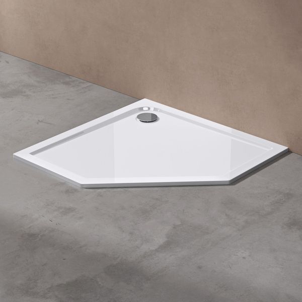 Doporro Piatto Doccia, Piatto Doccia Faro5W In Acrilico Bianco, Forma: Pentagonale, Dimensione: 80X80X4Cm-image