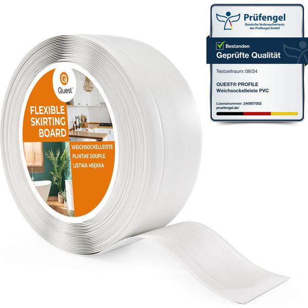 Quest Battiscopa In Pvc 70X20Mm, 10M, Battiscopa Morbido, Flessibile, Bianco-image