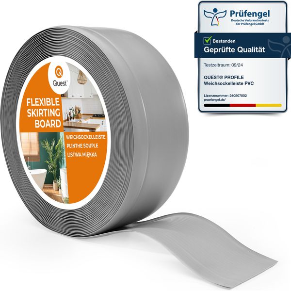 Quest Battiscopa In Pvc 70X20Mm, 20M, Battiscopa Morbido, Flessibile, Grigio-image