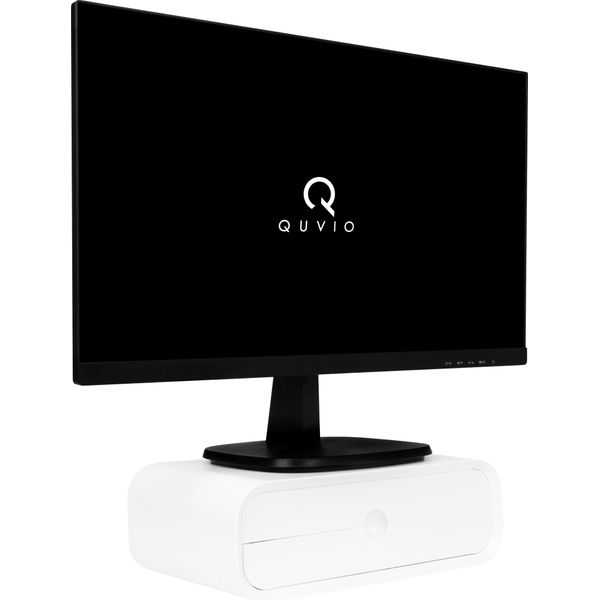 Quvio Supporto Per Monitor - Braccio Per Monitor - Supporto Per Monitor - Alzata Per Monitor - Incl. 2 Cassetti Portaoggetti - Bambù-image