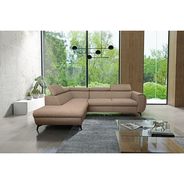 Divano Ad Angolo "Mona"" Divano Ad Angolo Funzione Letto Beige Marrone Recamiere Sinistra"-image