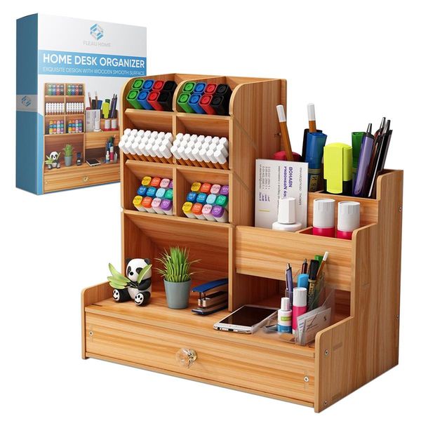 Organizzatore Da Scrivania Fleau - Con Cassetto - Portapenne - Portapenne In Legno/Veneer - Portapenne - Portapenne/Matite-image